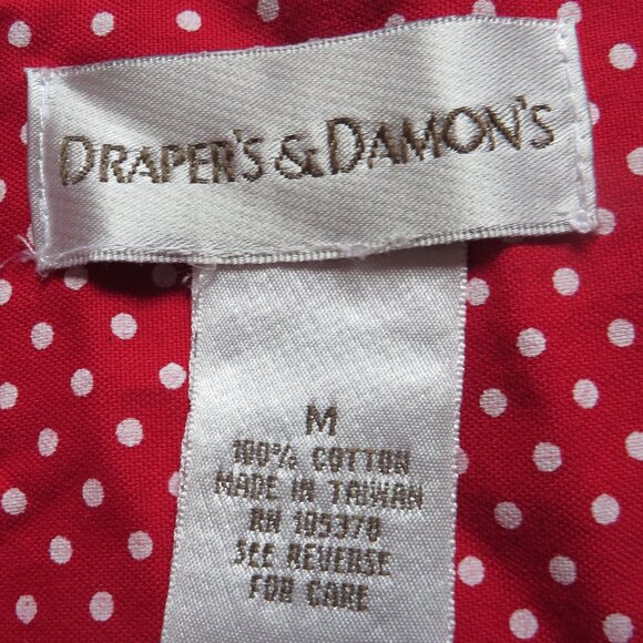 Drappers and Samons Shirt Size M Red/White Polka Dot Button Down Long Sleeves - Picture 6 of 7